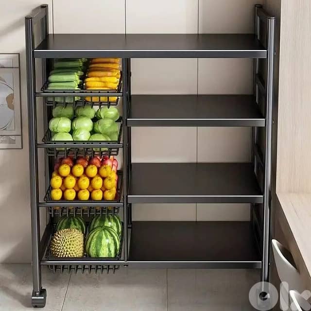 Mobile Storage Trolley with 4 Adjustable Shelves for Kitchen, Bathroom 2