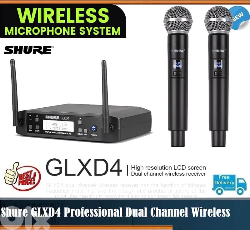 Professional GLXD4 Dual Channel Wireless Karaoke DJ Sing Audio 0