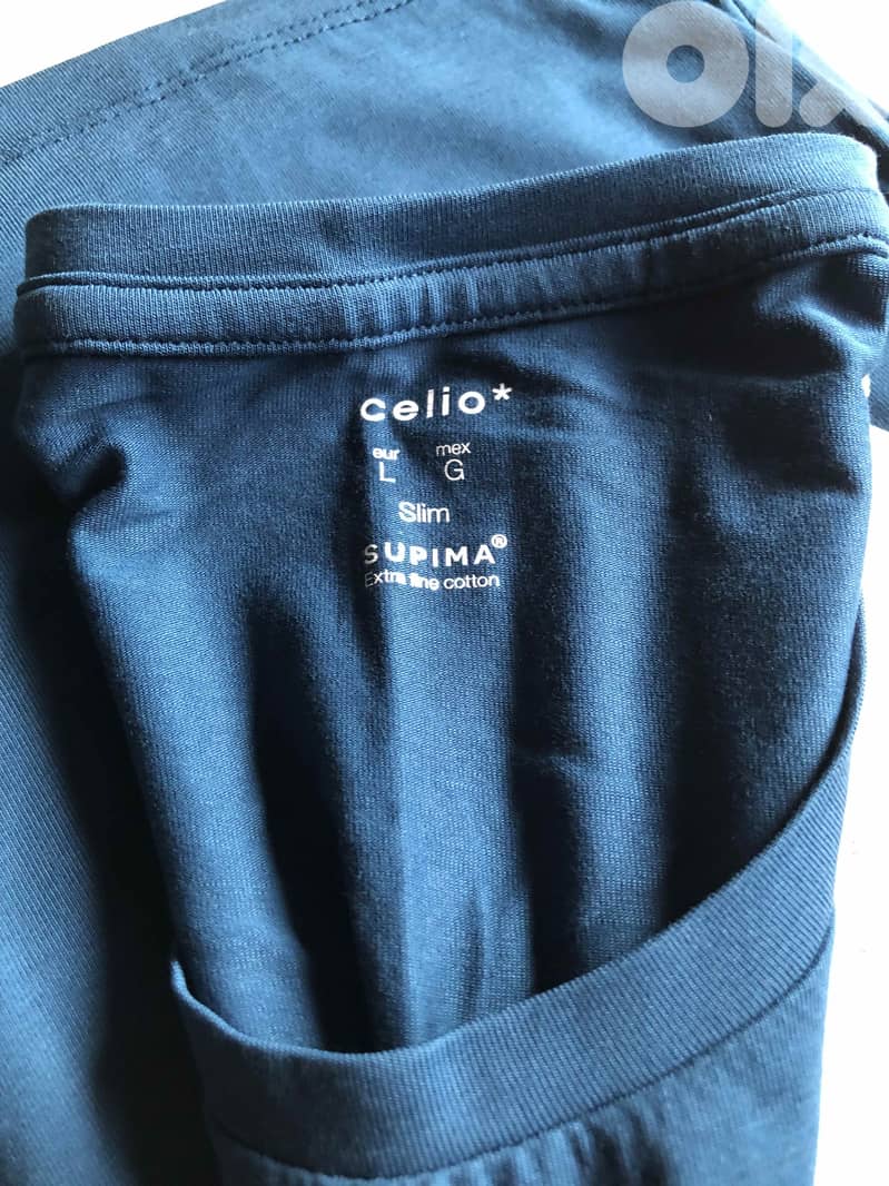 Celio Men's T-Shirt SUPIMA, (Petrole size L ) 35$ 1