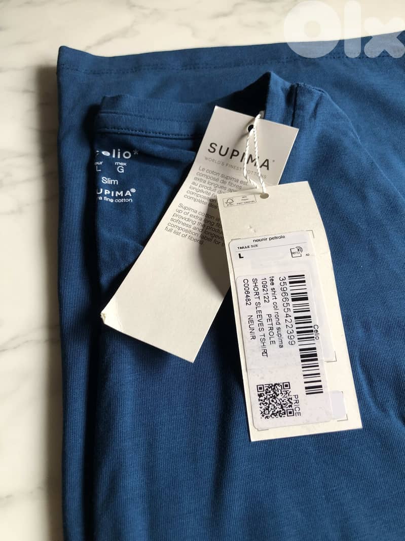 Celio Men's T-Shirt SUPIMA, (Petrole size L ) 35$ 3