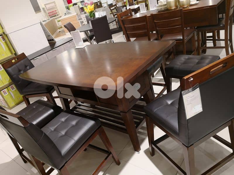 Modern original high Dining table + 6 swivel high chairs 7