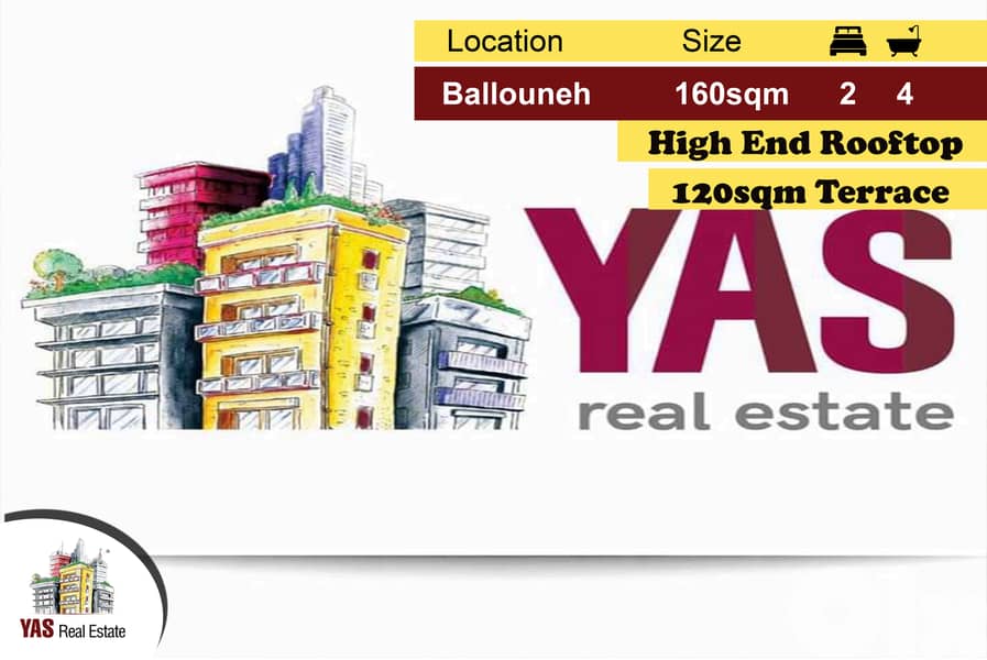Ballouneh 160m2 | 120m2 Terrace | Rooftop | Prime Location | AC | 0
