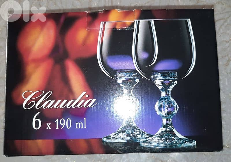 box of 6 cristal wine cups gold plated 0