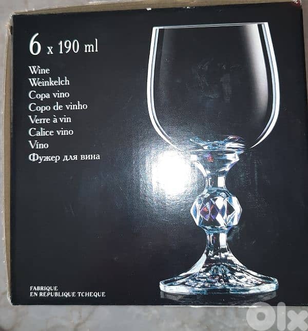 box of 6 cristal wine cups gold plated 1