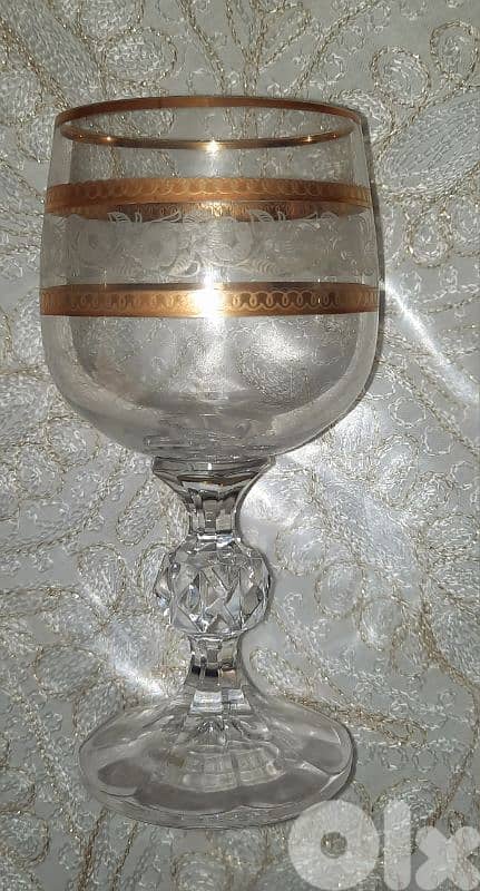 box of 6 cristal wine cups gold plated 4