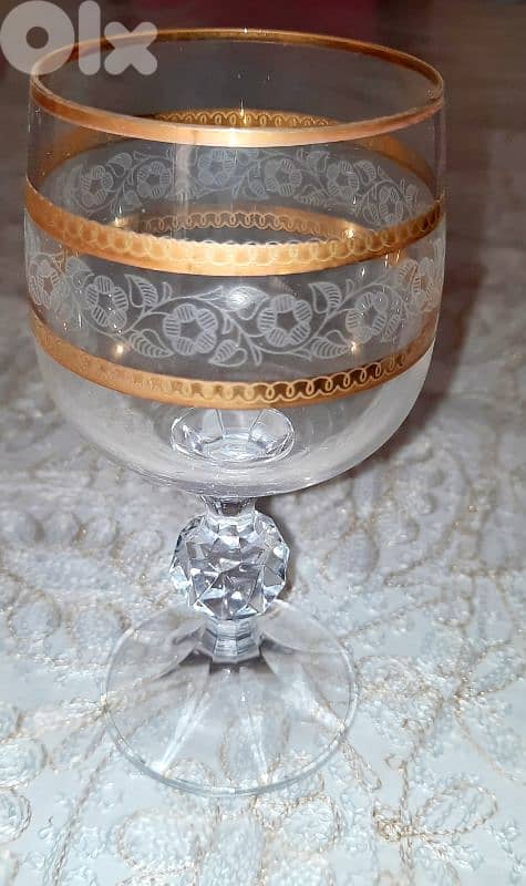 box of 6 cristal wine cups gold plated 6