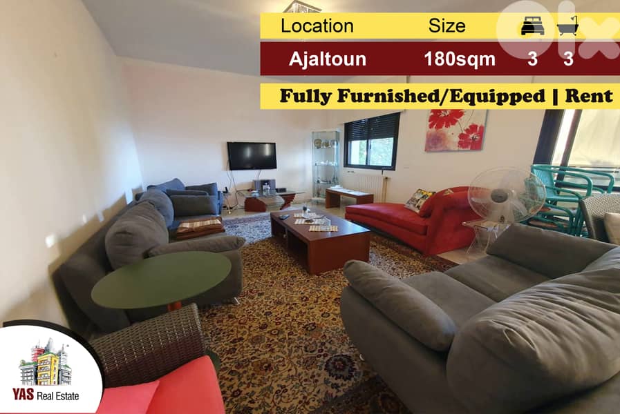 Ajaltoun 180m2 | Rent | Furnished/Equipped | Prime Location | KH | 0