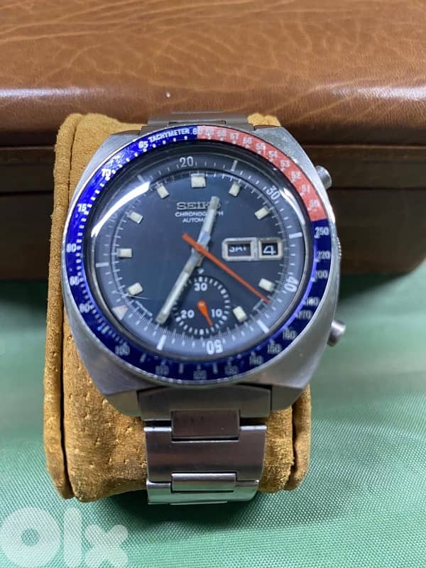 rare seiko automatic chrono pepsi cola bezel 1