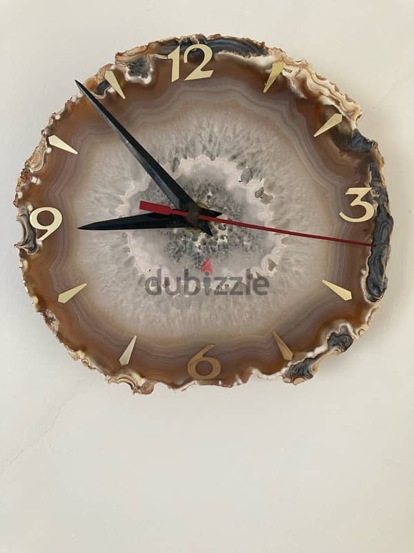 Wall clock on battery semi precious stone genuine AGATE 2