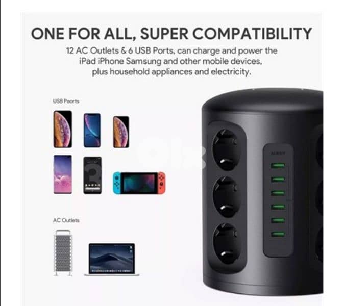 Aukey PowerHub XL 12 AC Outlets + 6 USB Ports | PA-S14  /4$delivery 1