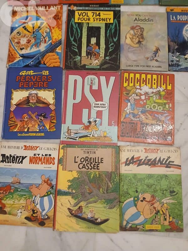 14 livres bandes dessinees en francais, tintin, asterix, quick, chick 5