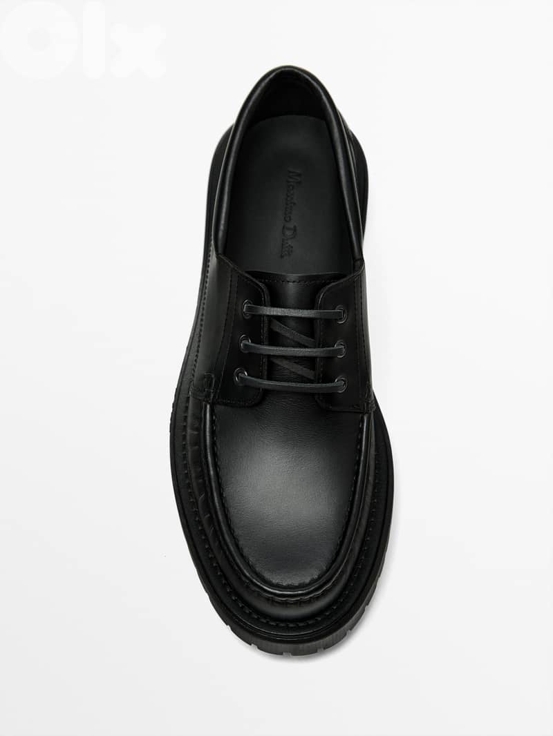 MASSIMO DUTTI | BLACK NAPPA DECK SHOES 42 5