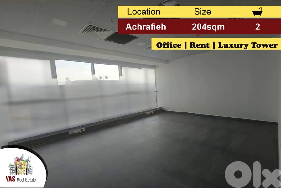 Achrafieh 204m2 | Office | Rent | Luxury Tower | High End | AA AC | 0