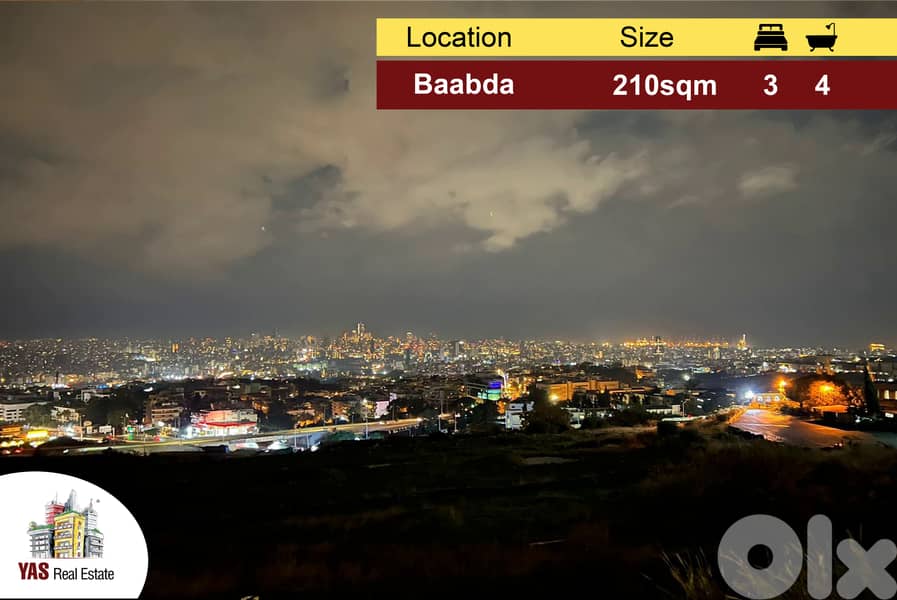 Baabda 210m2 | Equipped Kitchen | Amazing View | Prime Location | PA 0