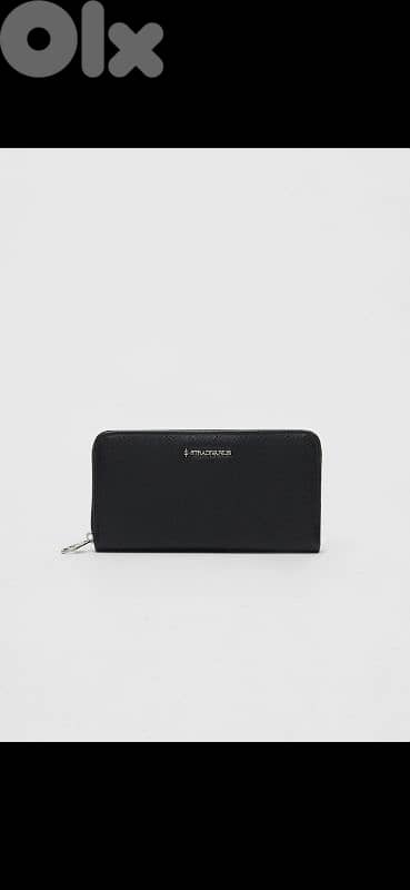 stradivarius wallet black real leather 0