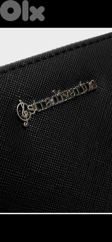 stradivarius wallet black real leather 5