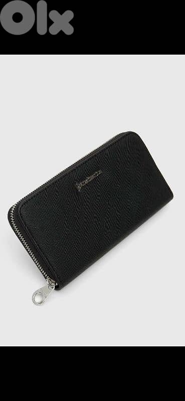 stradivarius wallet black real leather 7