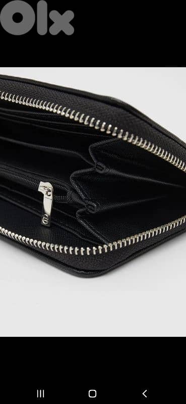 stradivarius wallet black real leather 8