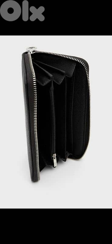 stradivarius wallet black real leather 9