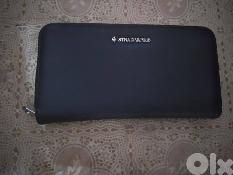 stradivarius wallet black real leather 11