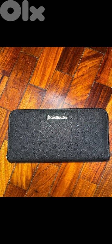 stradivarius wallet black real leather 15