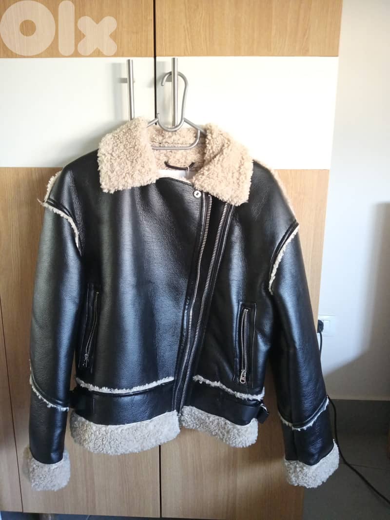 Bershka Leather Wool Jacket 1