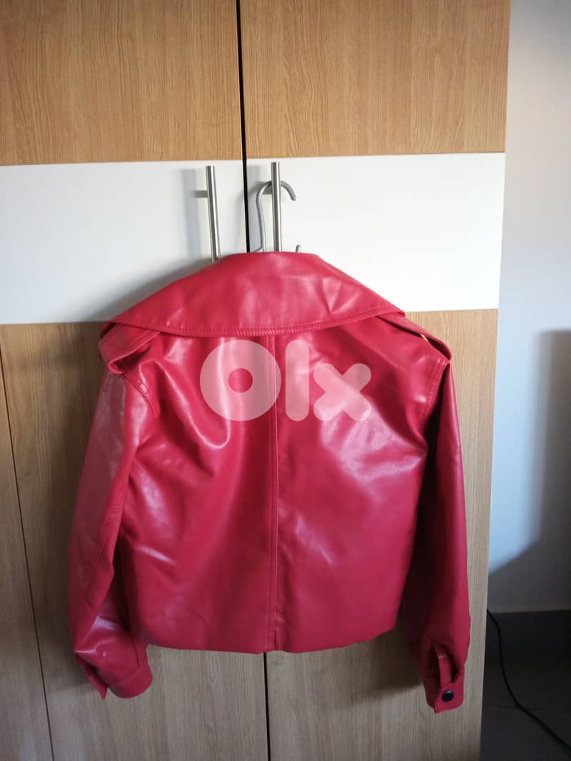 Cherry Red Leather Jacket 1