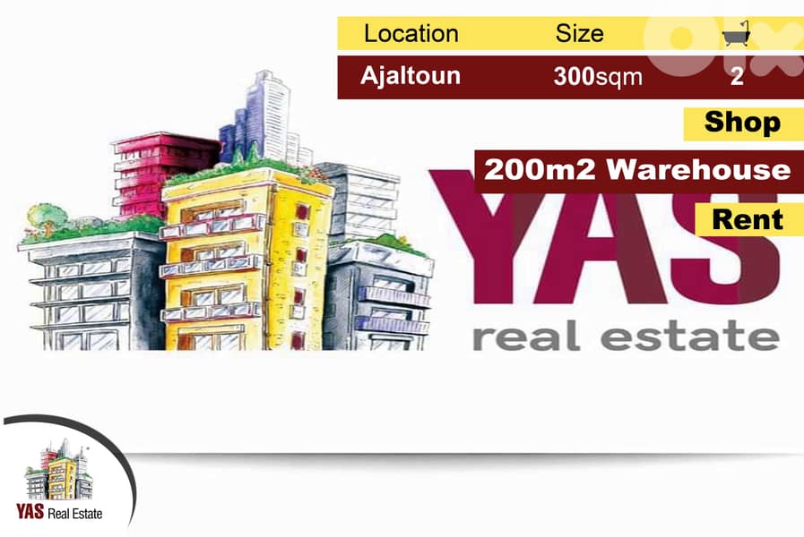Ajaltoun 300m2 | Shop | 200m2 Warehouse | Rent | Prime Location | AC | 0