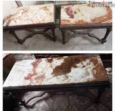 3 tables basses en marbre طاولات رخام
