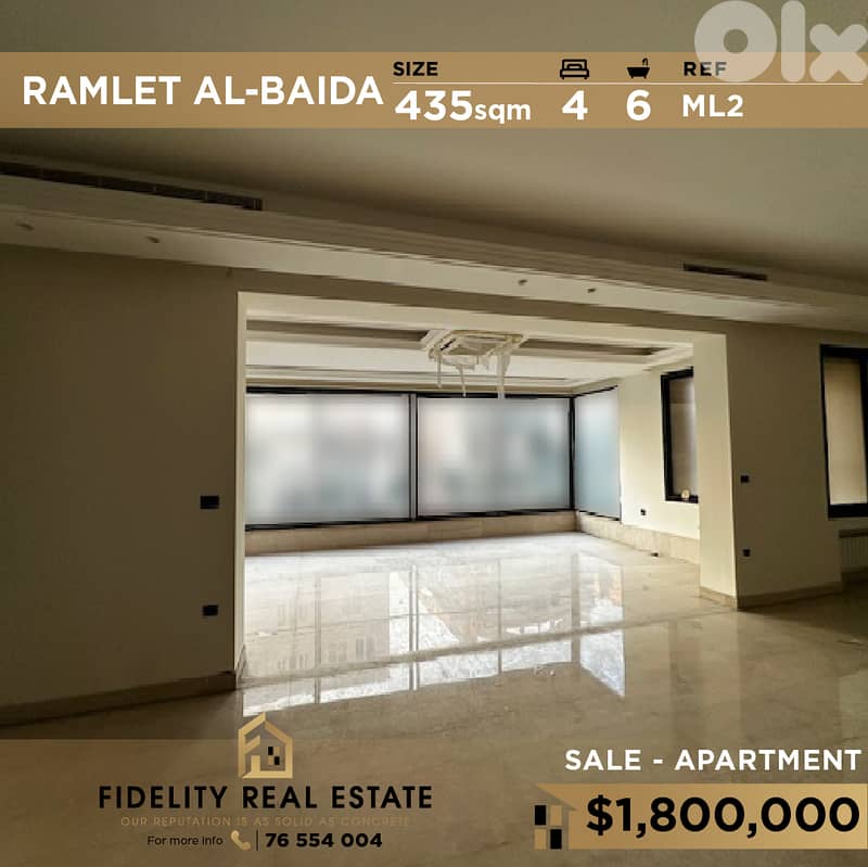 Apartment for sale in Ramlet El Baida ML2 0