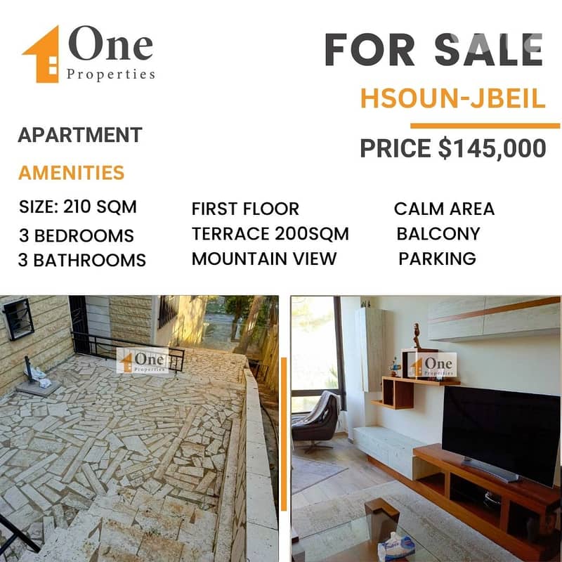 APARTMENT FOR SALE IN HSOUN - JBEIL 0