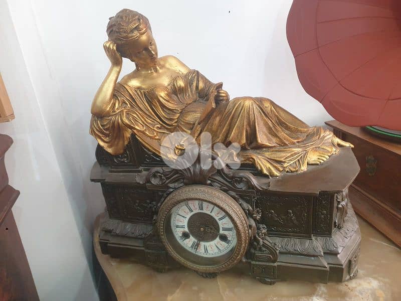 antique big clock made from bronze, french antiques 0