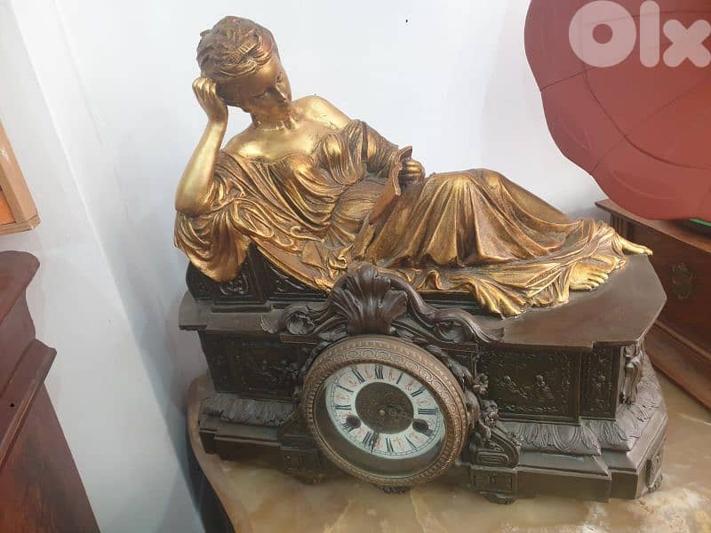 antique big clock made from bronze, french antiques 1