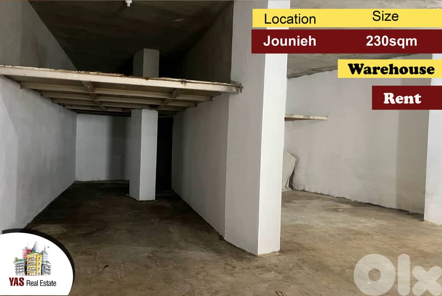 Jounieh 230m2 | Warehouse | Rent | Prime Location | Catch | ELO | 0