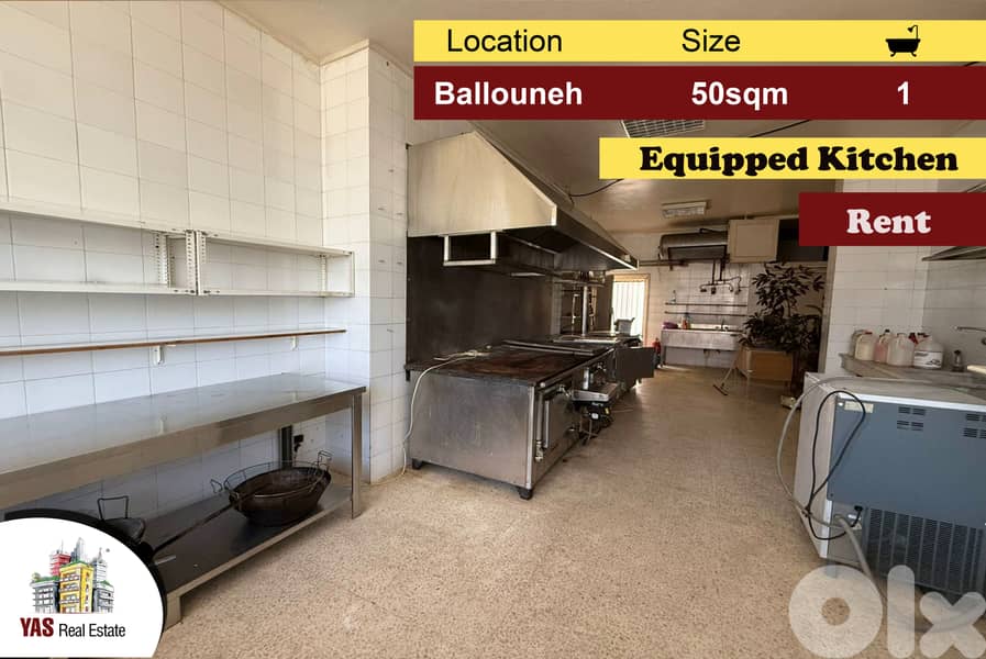 Ballouneh 50m2 | 20m2 Storage | Rent | Equipped Kitchen | Catch | AC | 0