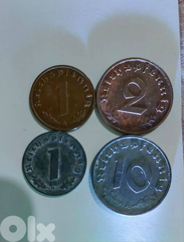 set of four Nazi German Coins of World War II 1