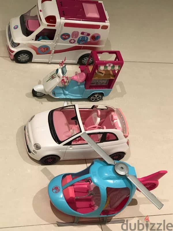Barbie toys: Barbie clinic car, motorcycler , car & helicopter . 4toys 0
