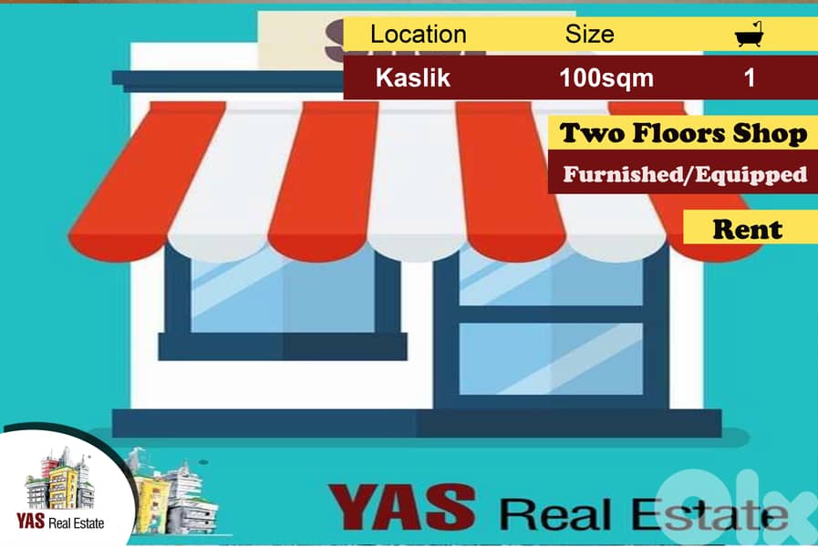 Kaslik 100m2 | Shop | Rent | Furnished/Equipped | Ideal Investment|EH 0