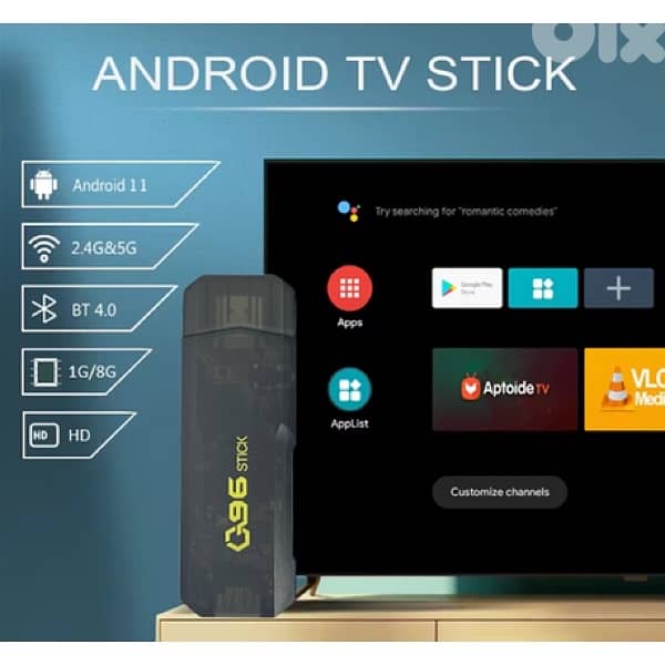 Q96 4K TV Box Stick – Android TV Dongle & Media Player 8gb 128gb 0