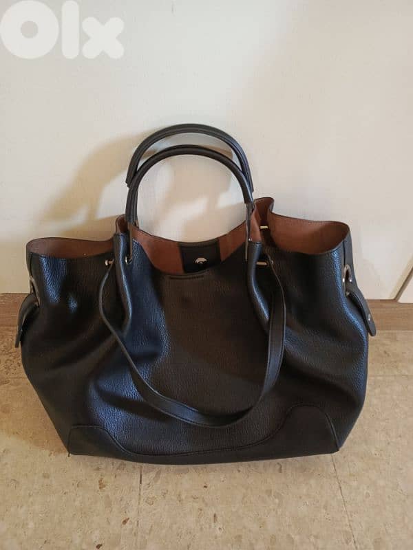 Sondra Roberts Squared Tote Satchel leather handbag purse 0