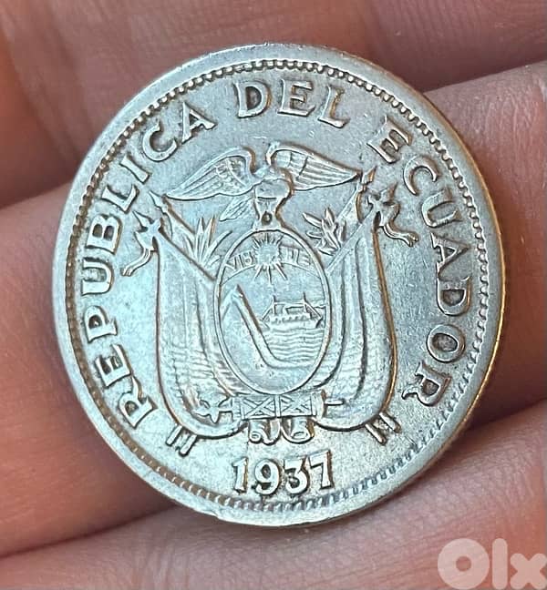 عملة عملات قديمة واحد سوكر الإكوادور سنة ١٩٣٧ 1
