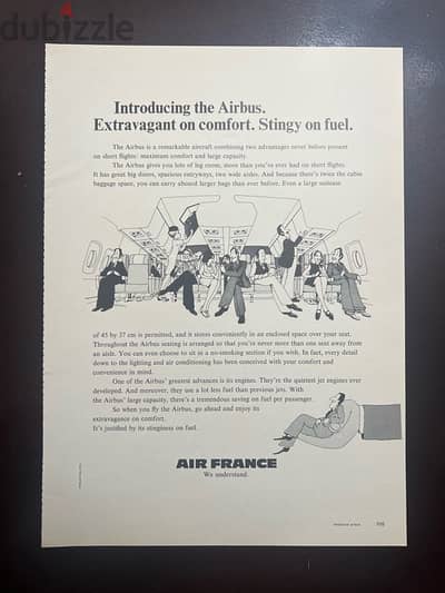 Original Airfrance Ad Extravagant on comfort, Stingy on fuel.