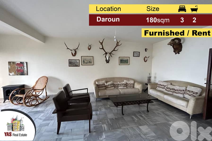 Daroun 180m2 | 100m2 Terrace | Well maintained | Rent | Furnished | YV 0
