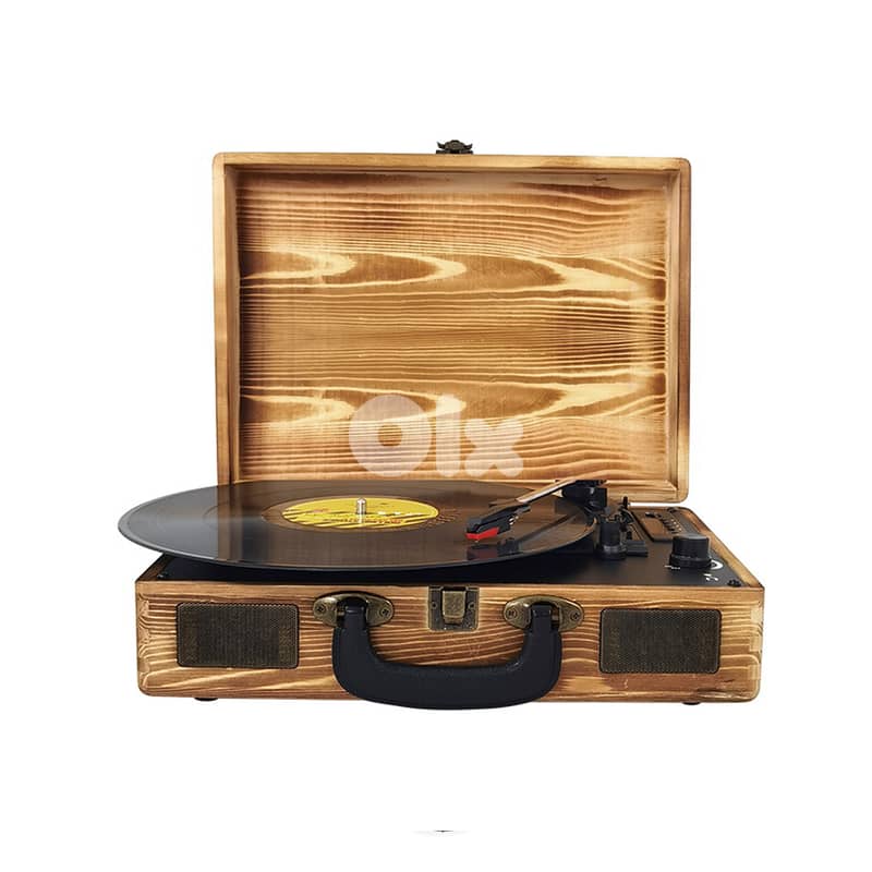 Prixton Turntable Vinyl Record Player LED Stereo Wood Bluetooth 0