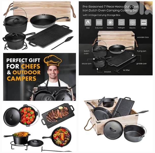 ACTIVA Dutch oven set, 7 pieces, pot, pan (cast iron) 2