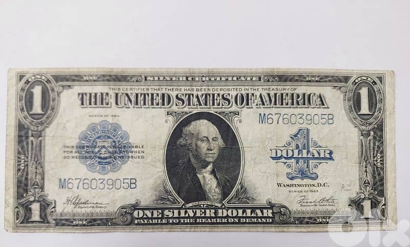 USA  Large One Dollar Banknote year 1923الدولار الاميركي الكبير 0