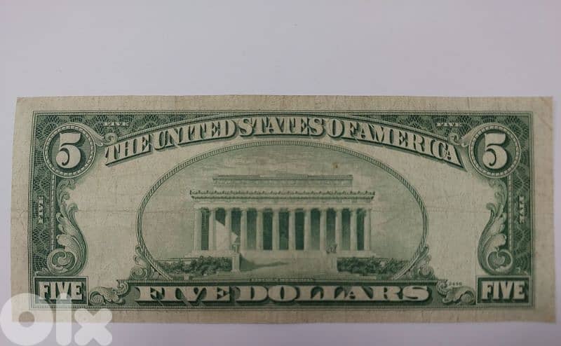 USA Five Dollars Banknote Red Seal year 1953 very fine 1