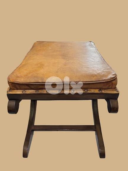 Caramel Leather Accent Stool 3