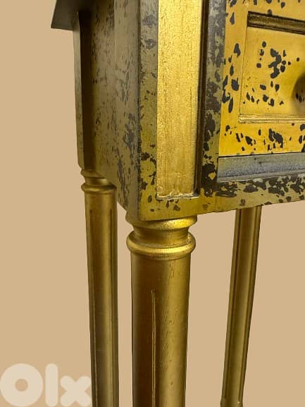 Gold-Finished Side Table with Drawer 2