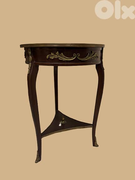 Vintage Table with Brass Accents 0